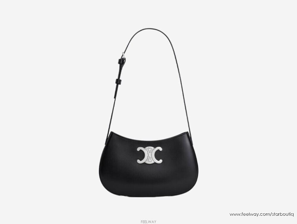 [백화점풀셋]셀린느 블랙 카프스킨 트리오페 틸리 은장 미듐 여성 숄더백 115703BF4 38SI