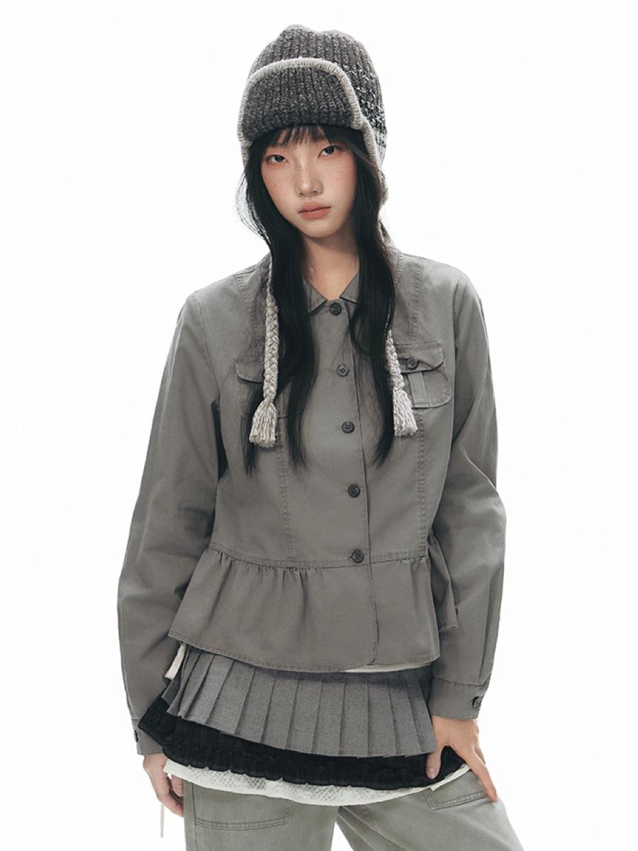 TAKEANAP Pebble Peplum Jacket