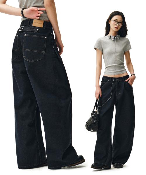 Cinchback Barrel Wide Leg Jeans DCWPT022CPINDIGO
