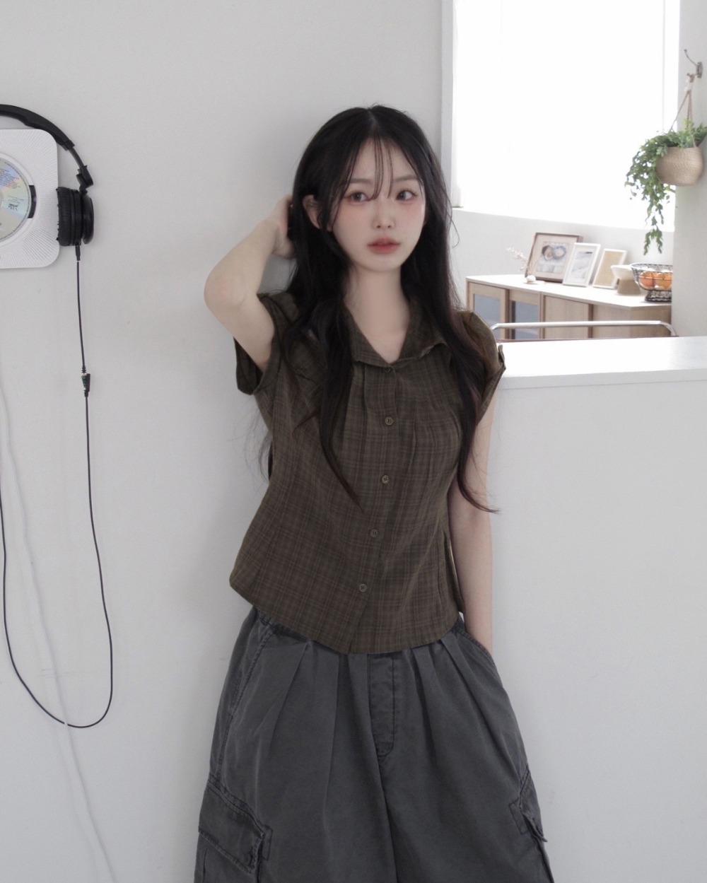tonnie checkered roll-up shirt
