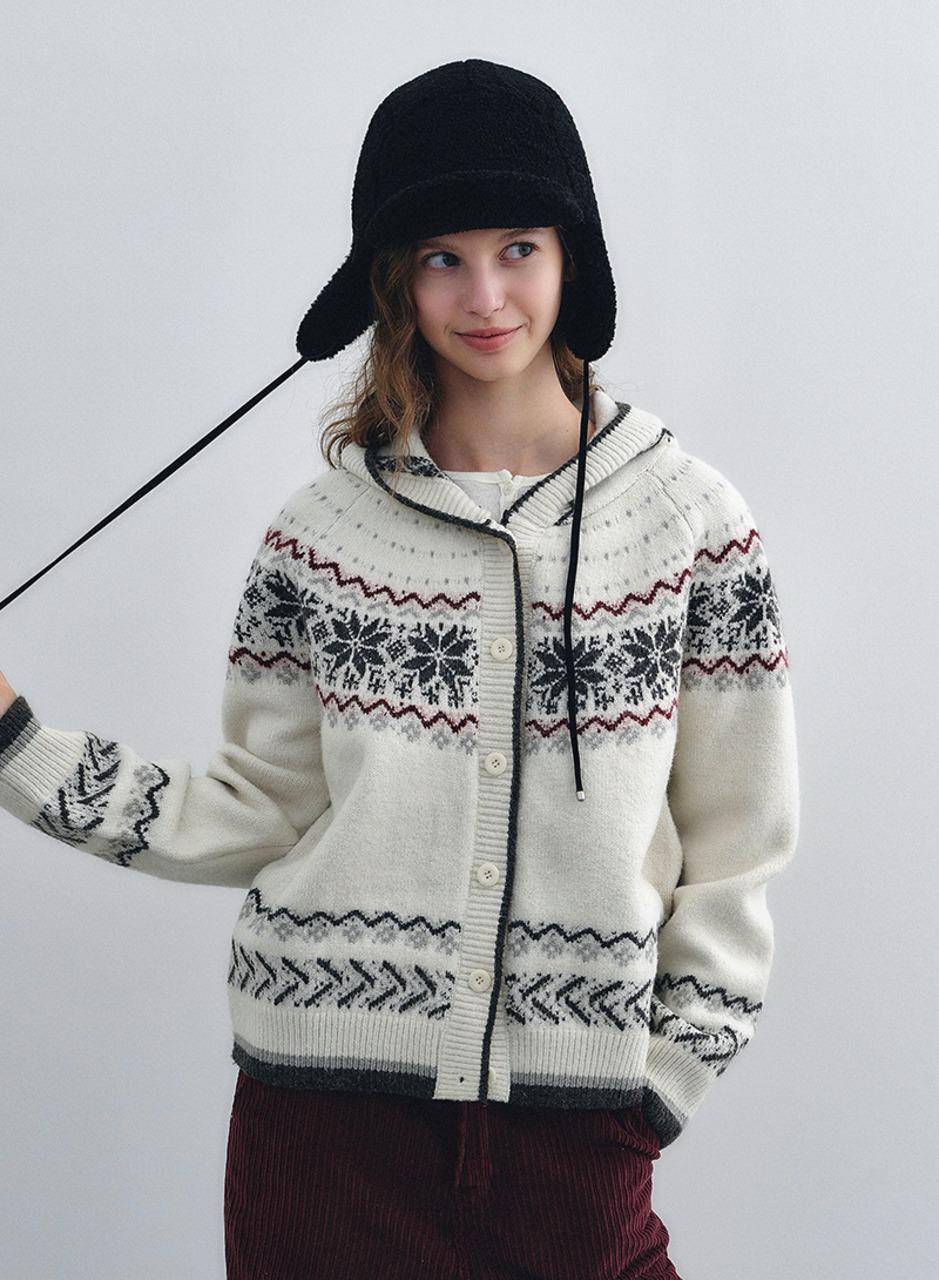 [11/14 순차출고] 코위찬 후드 니트 가디건 - 아이보리