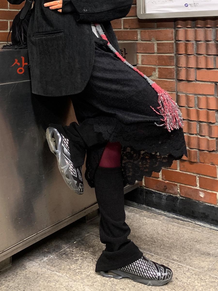 Lace trim skirt (2color)