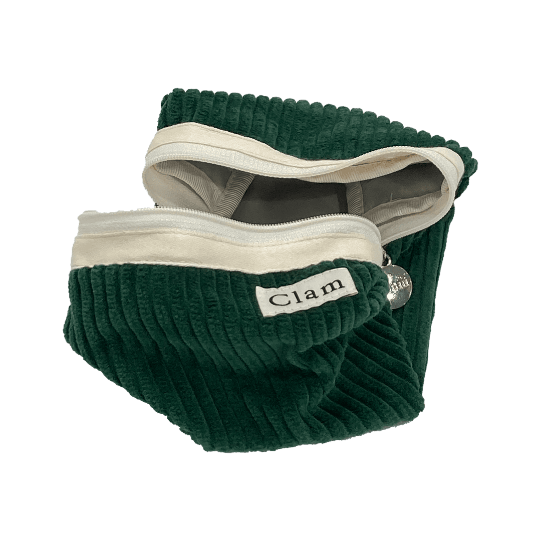 Clam round pouch _ Corduroy broccoli