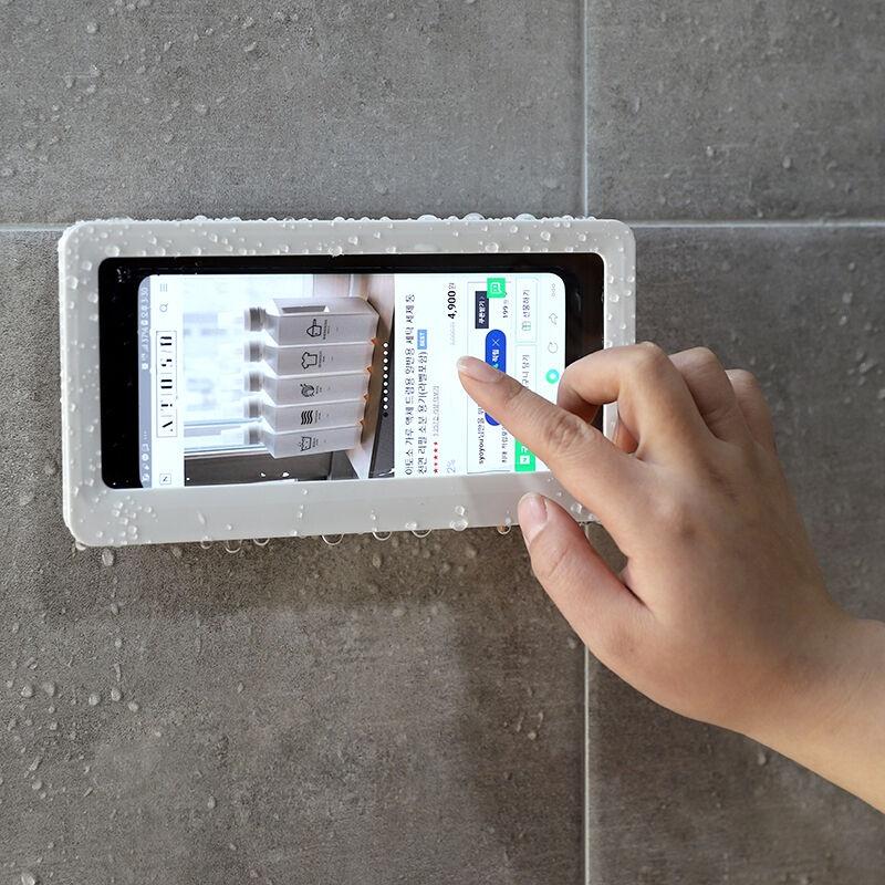 휴대폰 방수 욕실 거치대 핸드폰 무타공 선반/화이트