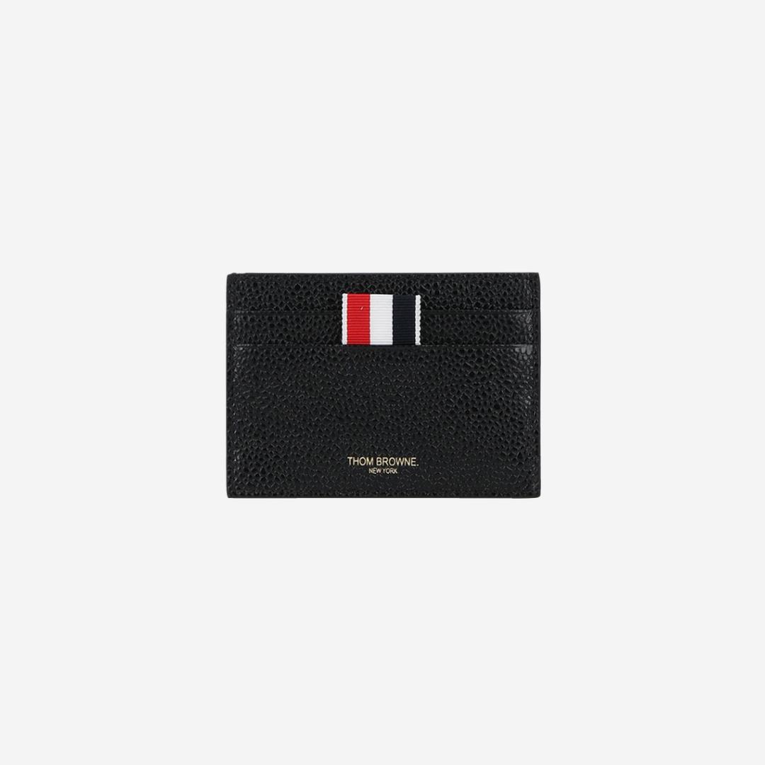 Thom Browne Pebble Grain Leather Stripe Note Compartment Card Holder Black