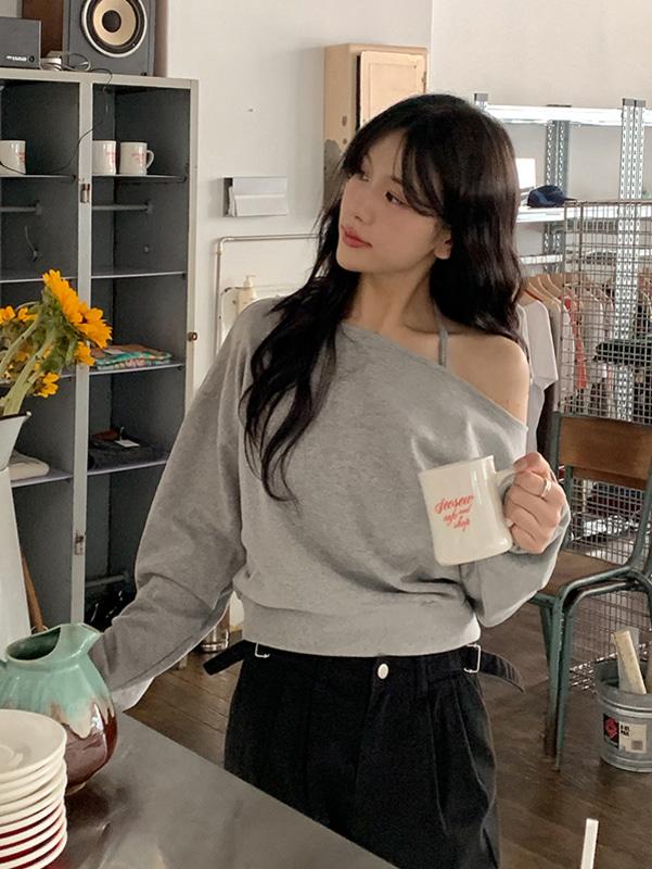 프렌치오브 [💗살안타템/7천장돌파]스툽 원숄더 맨투맨 (일반/기모ver)(7color)