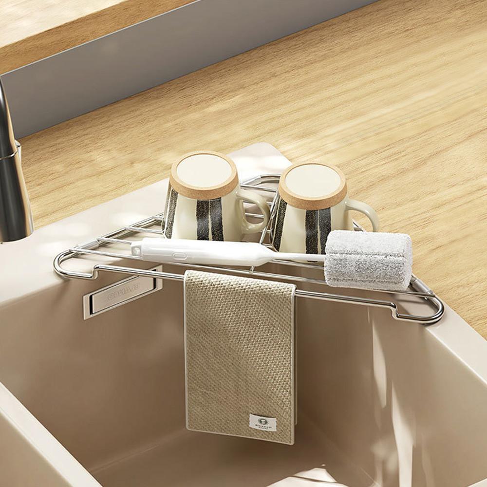 스텐304 싱크대 싱크볼 삼각 코너선반 수세미거치대 행주걸이