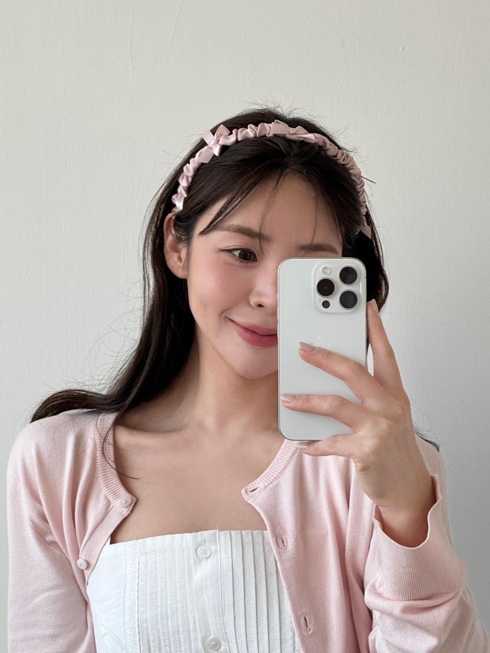 모노플로르 [문의폭주]블로썸 셔링 리본 헤어밴드 얇은 머리띠 공단 새틴