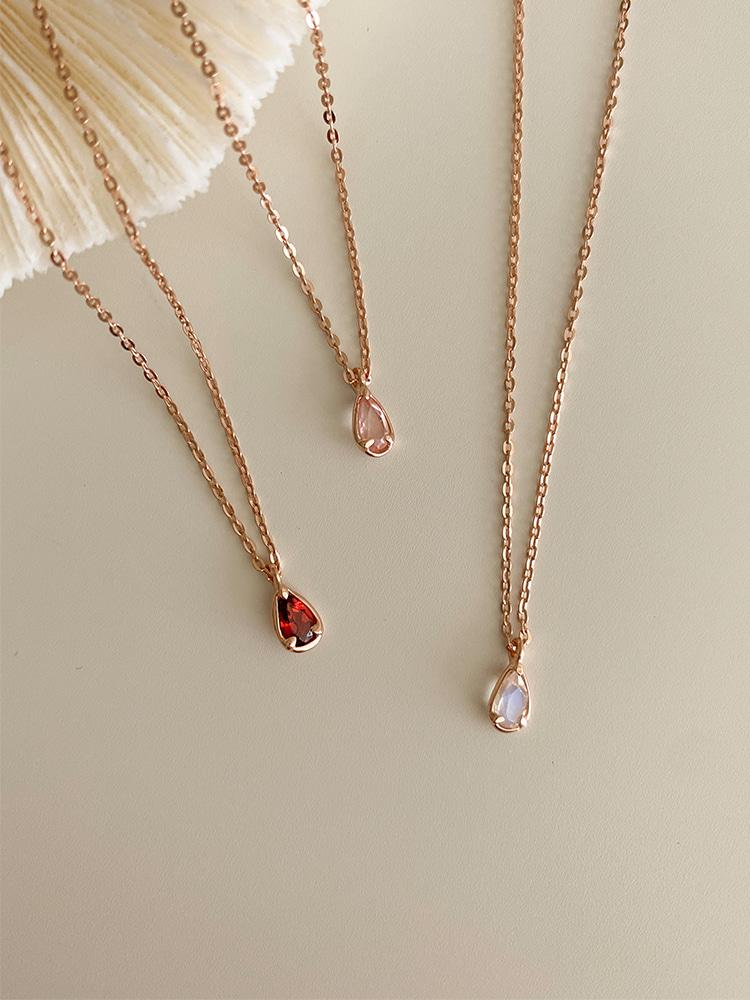 [92.5 silver] Simple gemstone necklace 3types