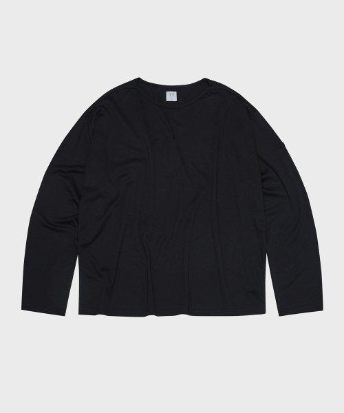 수피마 레스트  롱 슬리브 보트넥 티셔츠_ Black