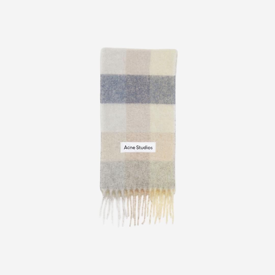 Acne Studios Mohair Check Scarf Vanilla Beige