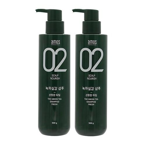 아모스 녹차실감 지성두피 프레쉬 샴푸, 500g, 2개 - 일반샴푸 | 쿠팡