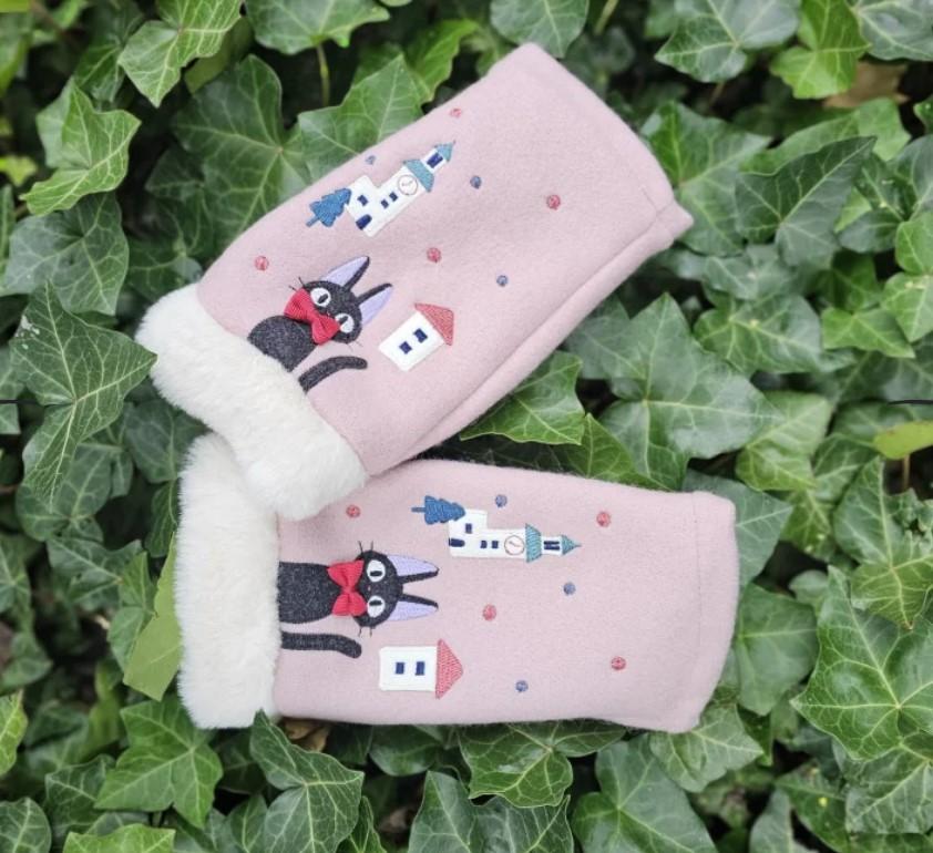 스튜디오 지브리 마녀배달부 키키 자수 캐릭터 핑거 리스 반 장갑