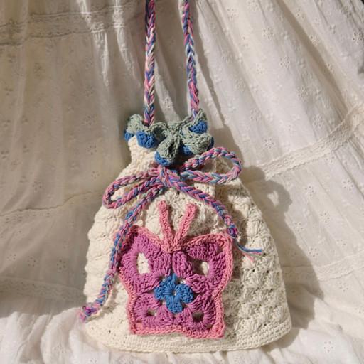 빈티지 나비 뜨개크로스백