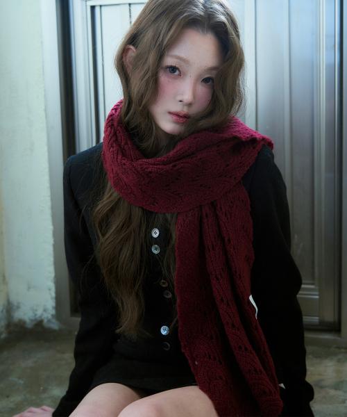 모모 니트 머플러 [BURGUNDY]