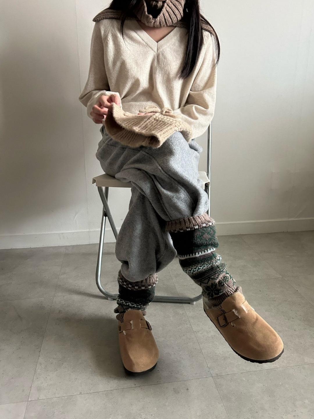 페이지409 니트눈꽃노르딕레그워머 겨울양말 니트니삭스