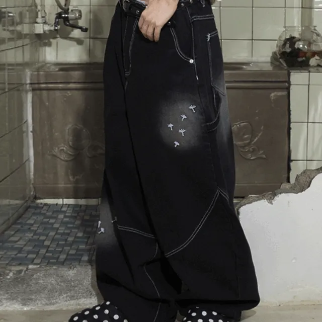 [3월 21일 예약배송] WXP035 단델리온 워싱 데님 팬츠 (BLACK)