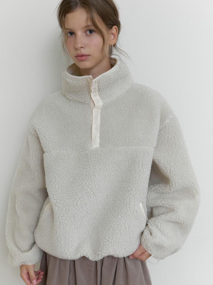Lobed fleece pullover (cream)