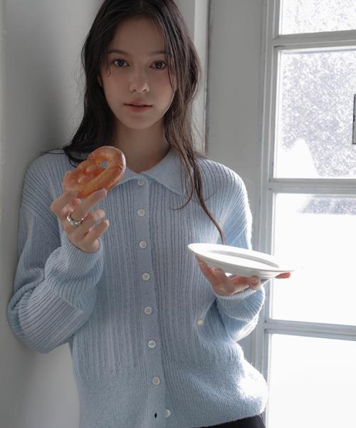 Pastel Collar Knit Cardigan [Sky Blue]