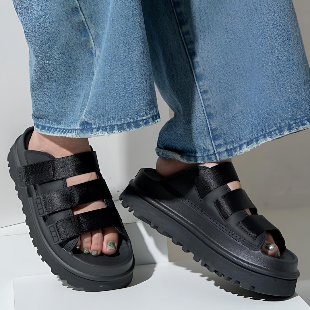 UGG 슬리퍼 어그 골든 글로우 여성 플랫폼 스트랩 블랙 빅키즈 GS 1166513K