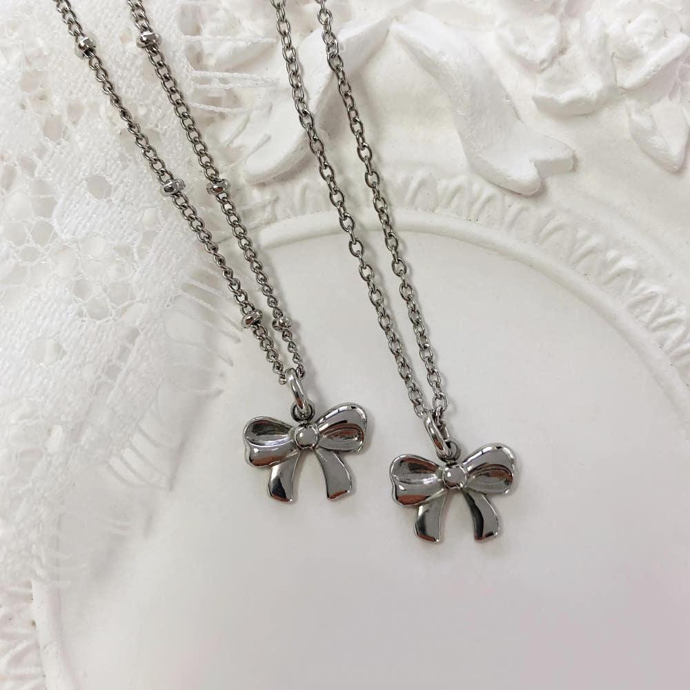 [전체 써지컬스틸] 미니 리본 목걸이