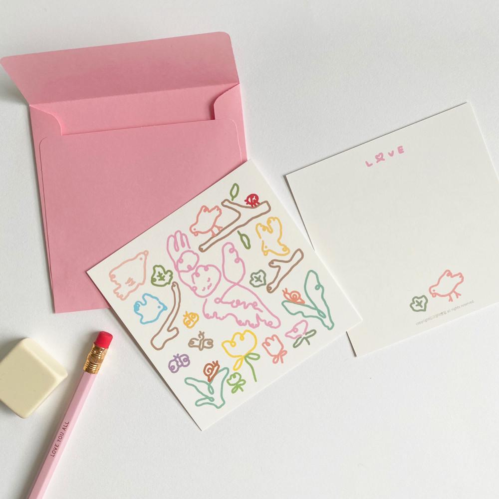 고양이빵집 대충그린고양이 엽서·봉투세트 4종