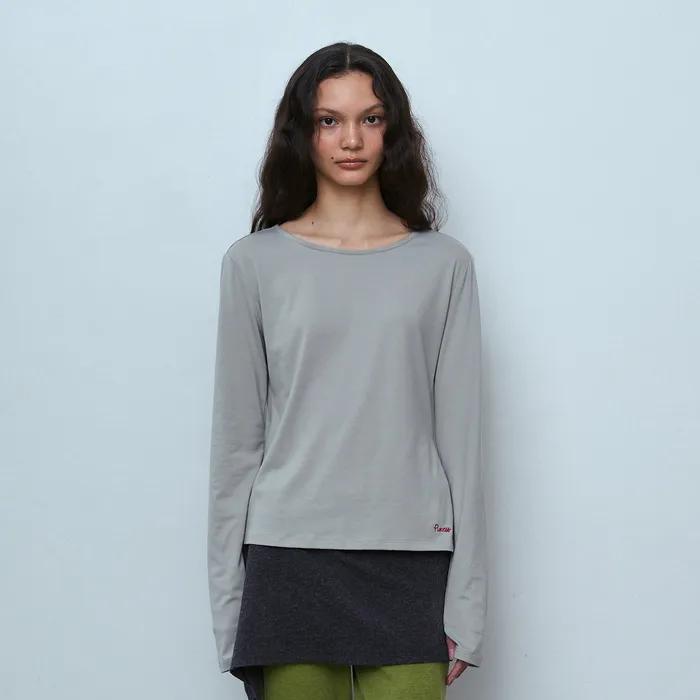 사이드 슬릿 롱 슬리브 탑_라이트 카키