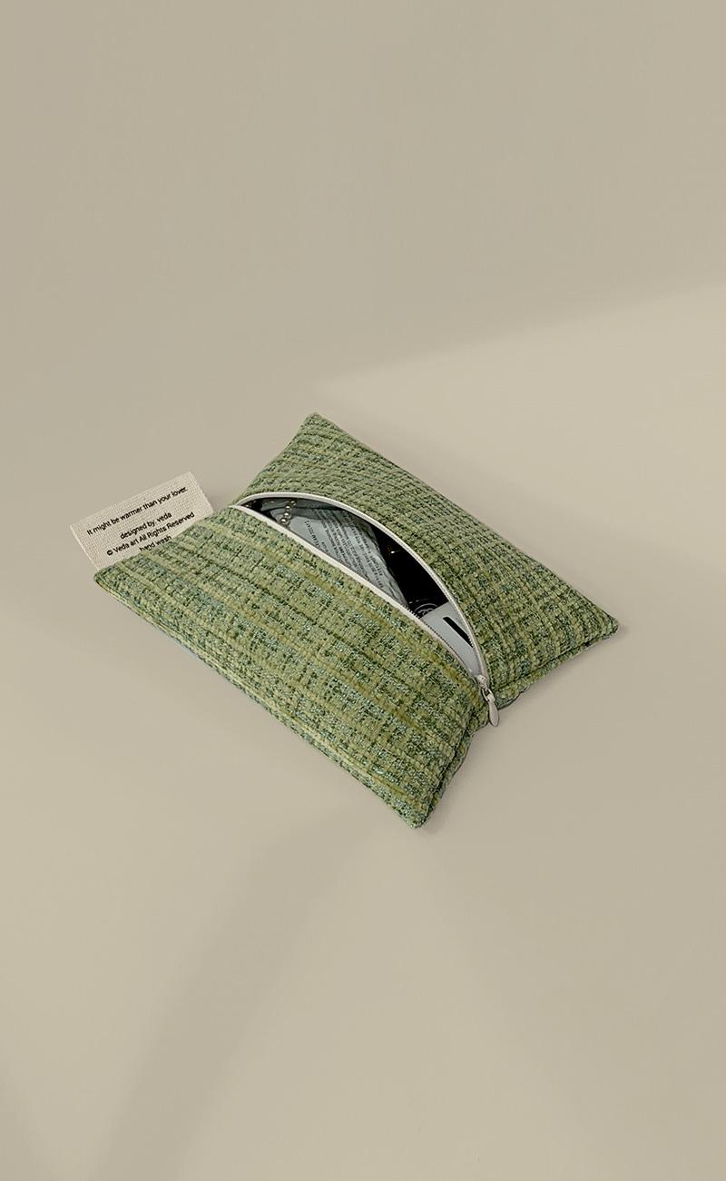 Veda Romantic Pouch_Tweed_Green
