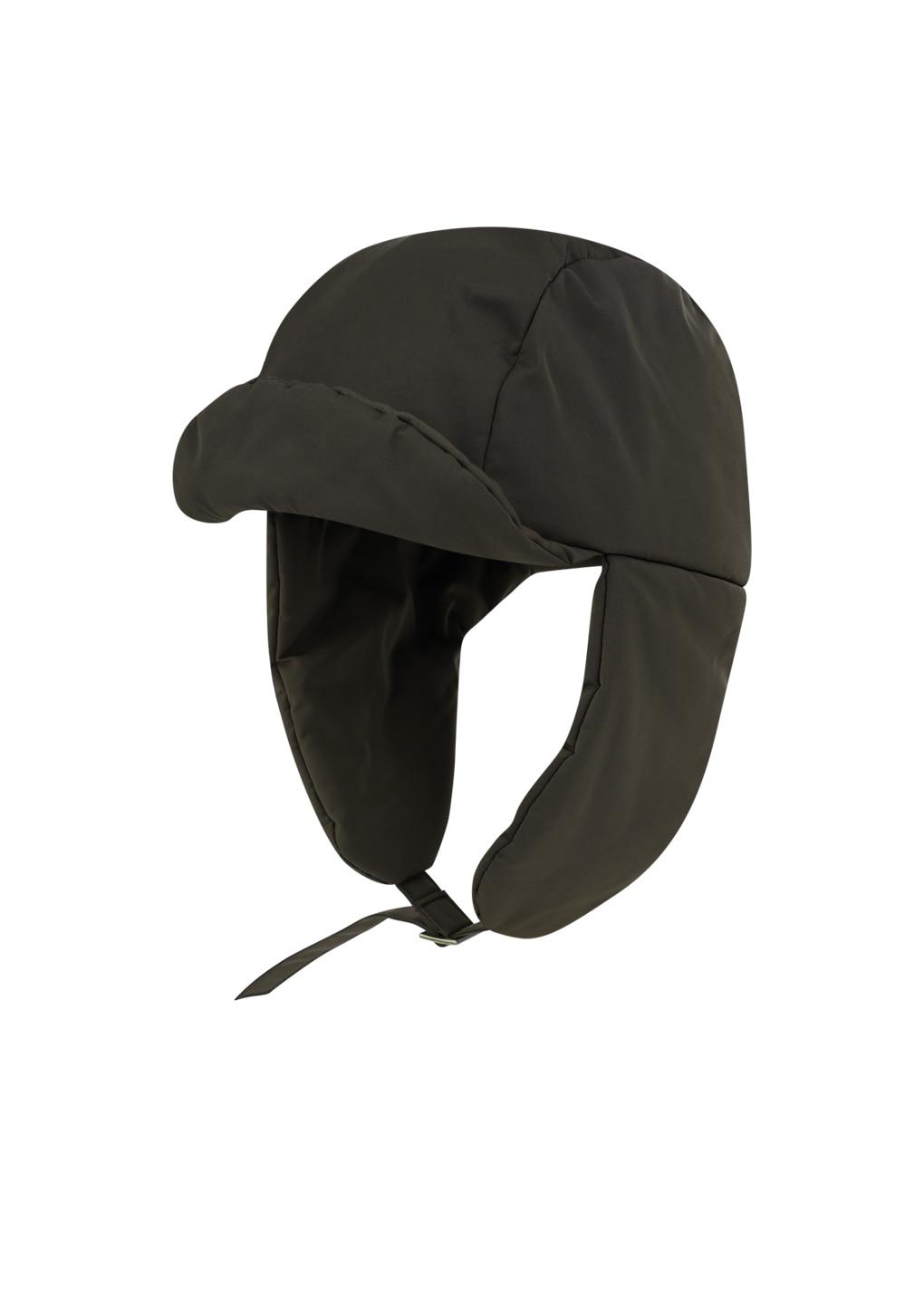 taffeta padded earmuff cap, brown