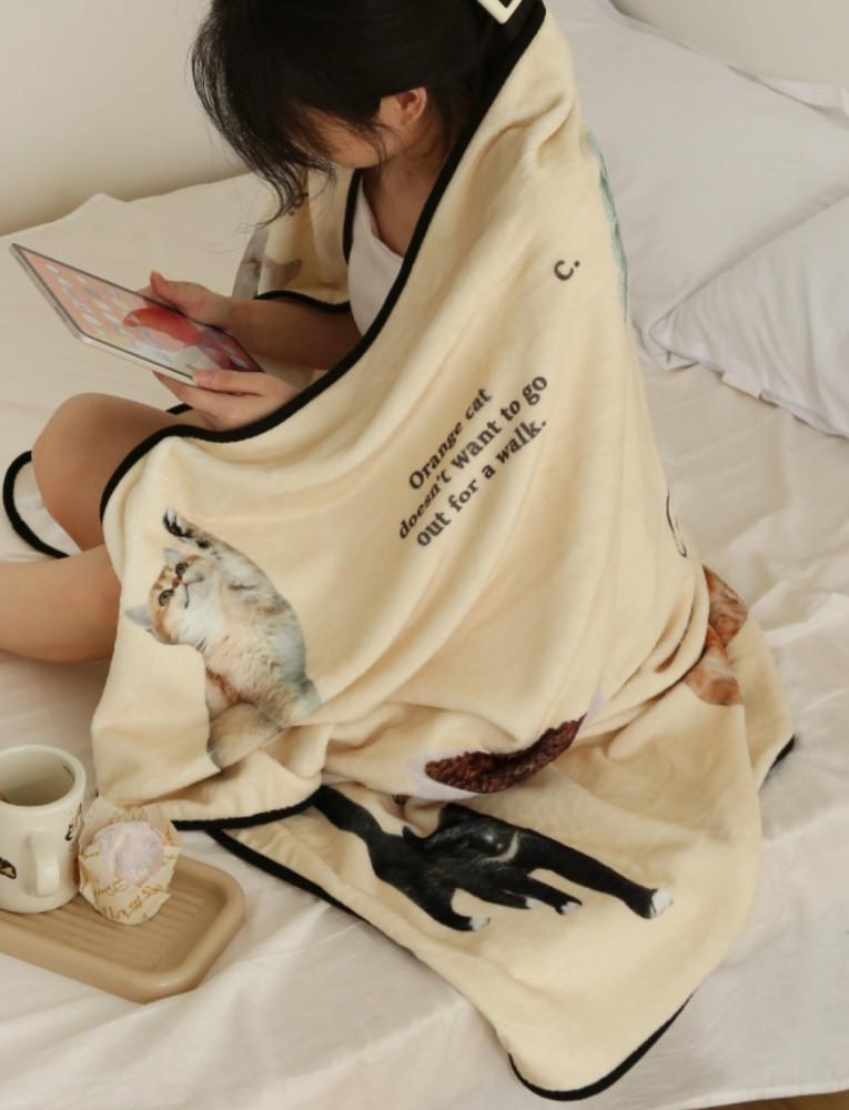 Meow Cat Blanket 귀여운 사계절 사무실 무릎 블랭킷 담요