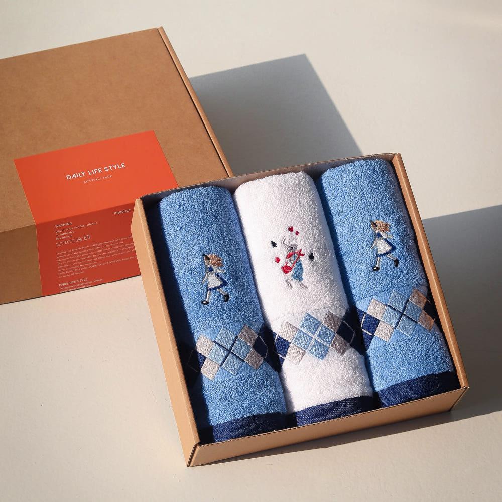 메종드코튼 앨리스세면 수건 30수 130g 3매 국내생산 선물세트