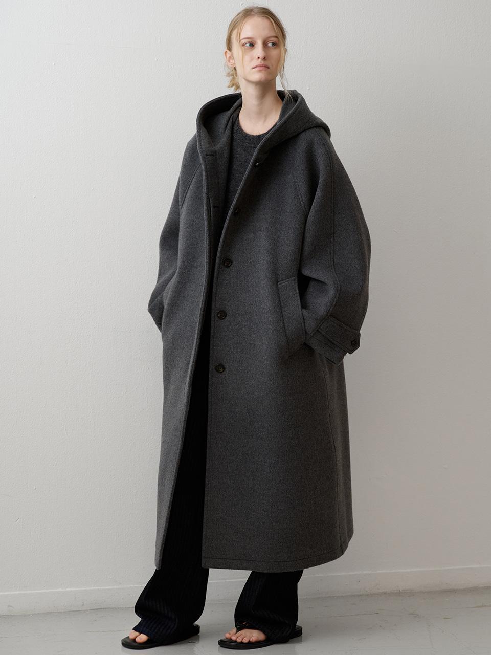 캐시미어 후디드 코트_charcoal