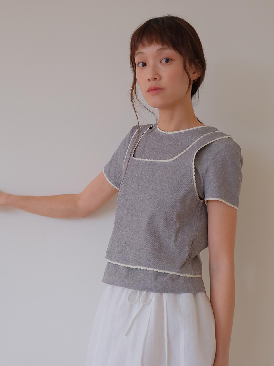 2월중순 예약배송) moui Layered ribbed T set (MELANGE)