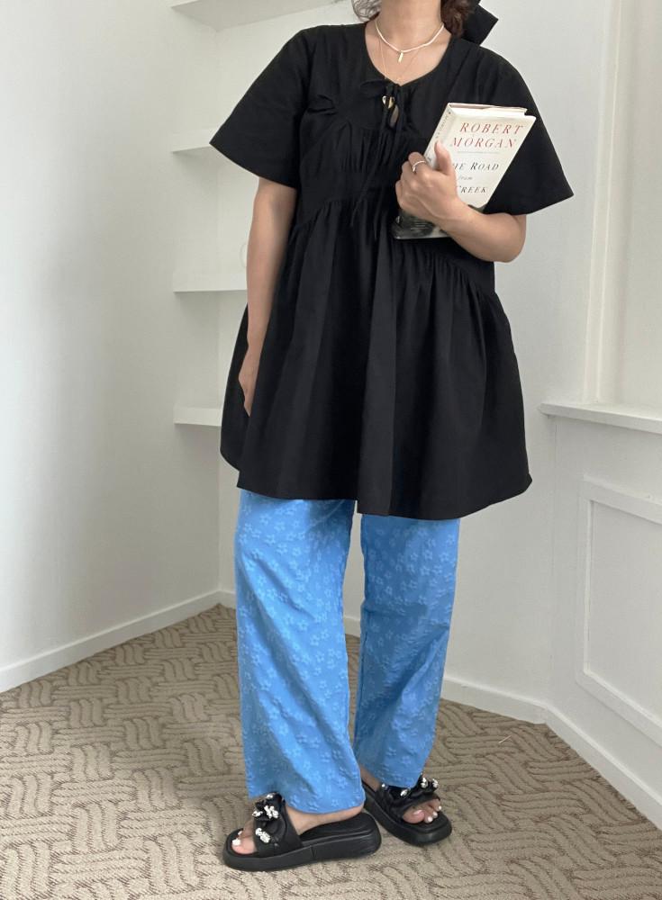 (2color) 엠보 꽃 프린팅 팬츠