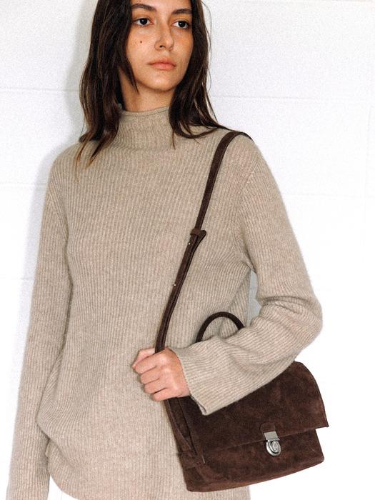 soft mail cross bag suede mocha brown