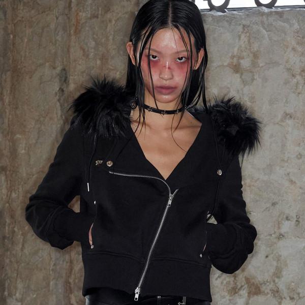 [9th] Rider Fur Hood Zip Up (BLACK)