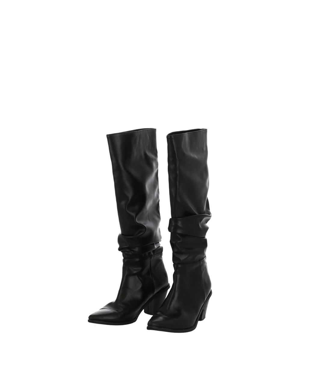 Wrinkle fake leather boots / 주름 레더 니삭스 부츠 힐 페이크레더