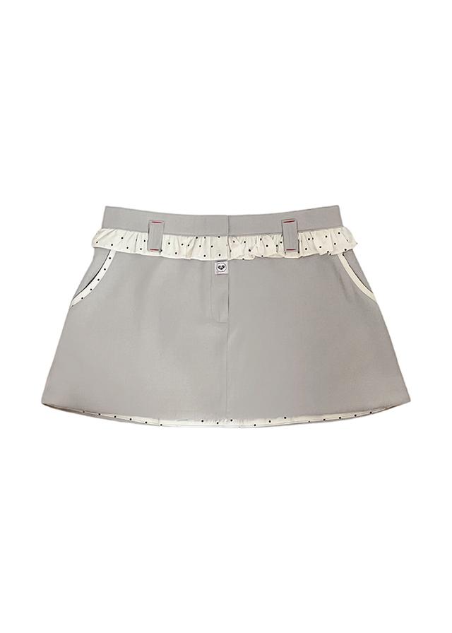 POLKA DOT FRILL MINI SKIRT LIGHT ASH