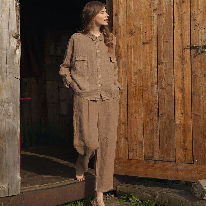 Linen Natural Dyed Raglan Shirt