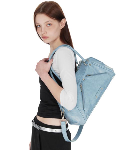 Faux Leather M.O.S Bag, SKY BLUE