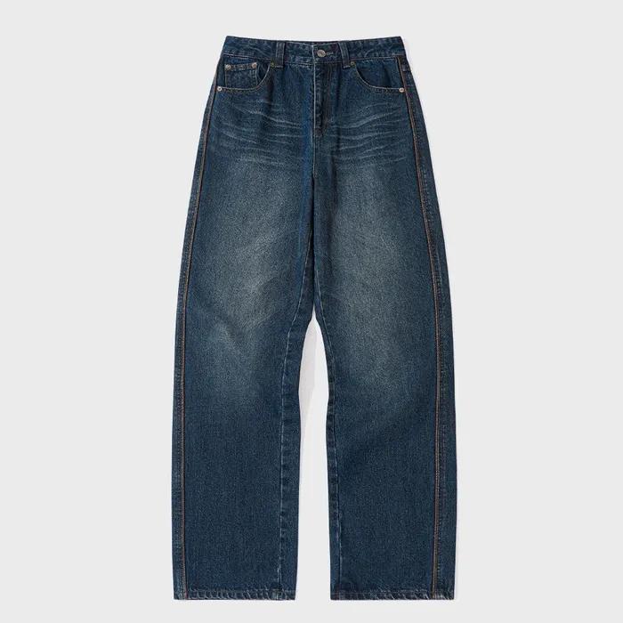 W. 세미와이드 레더 바인딩 데님 팬츠 [DBLUE]_SEWPT003DBLUE