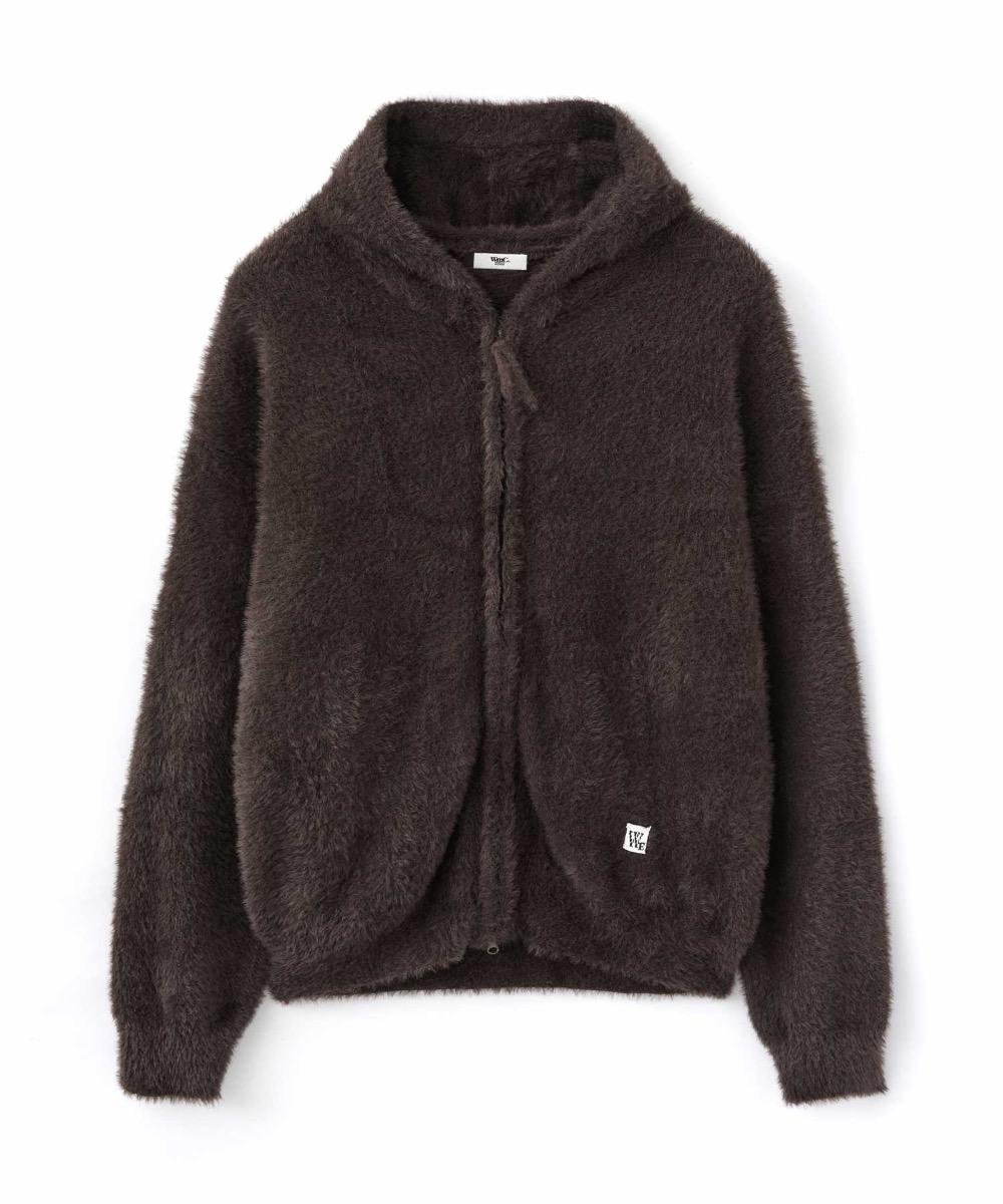 헤어리 후드 집업_BROWN