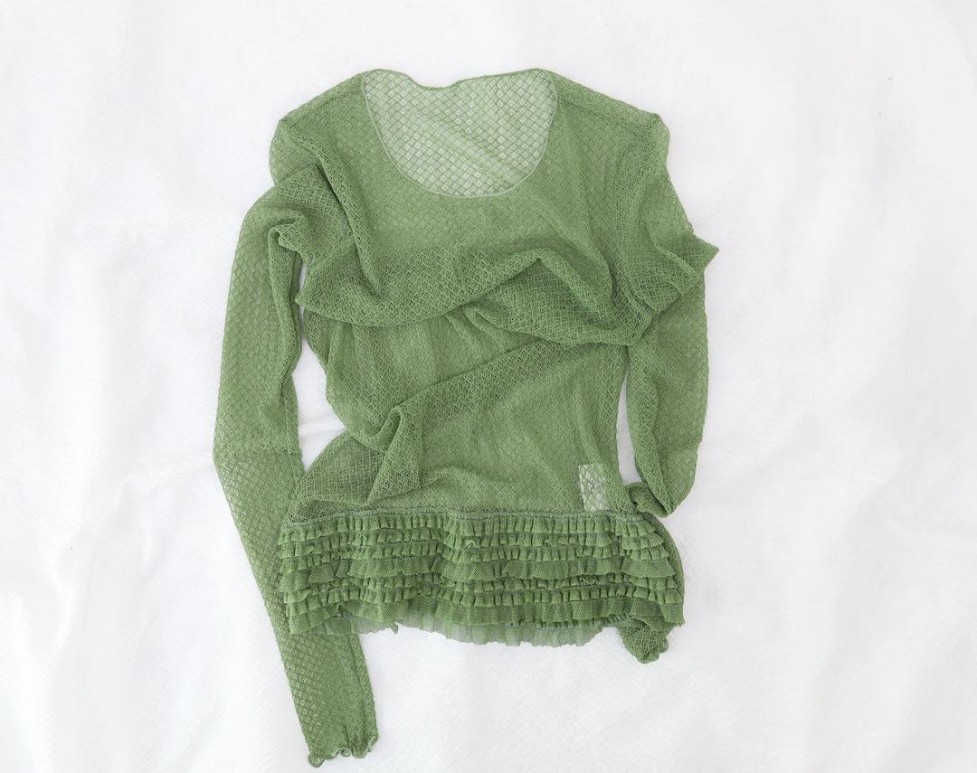 voile frill tee (green)