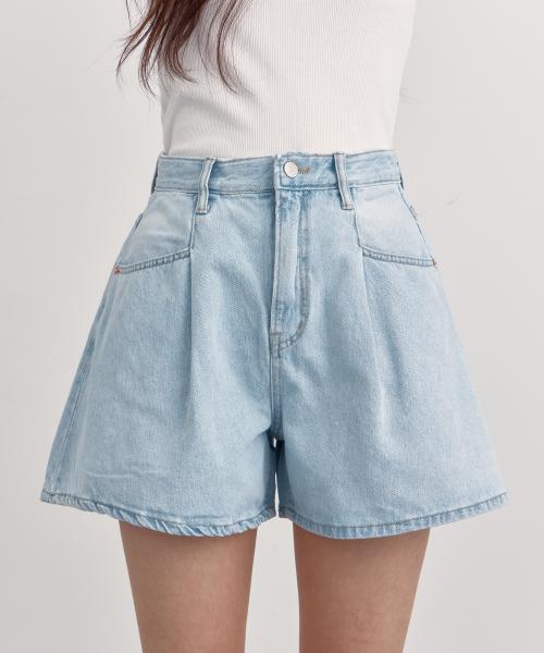 에이라인핀턱데님숏팬츠