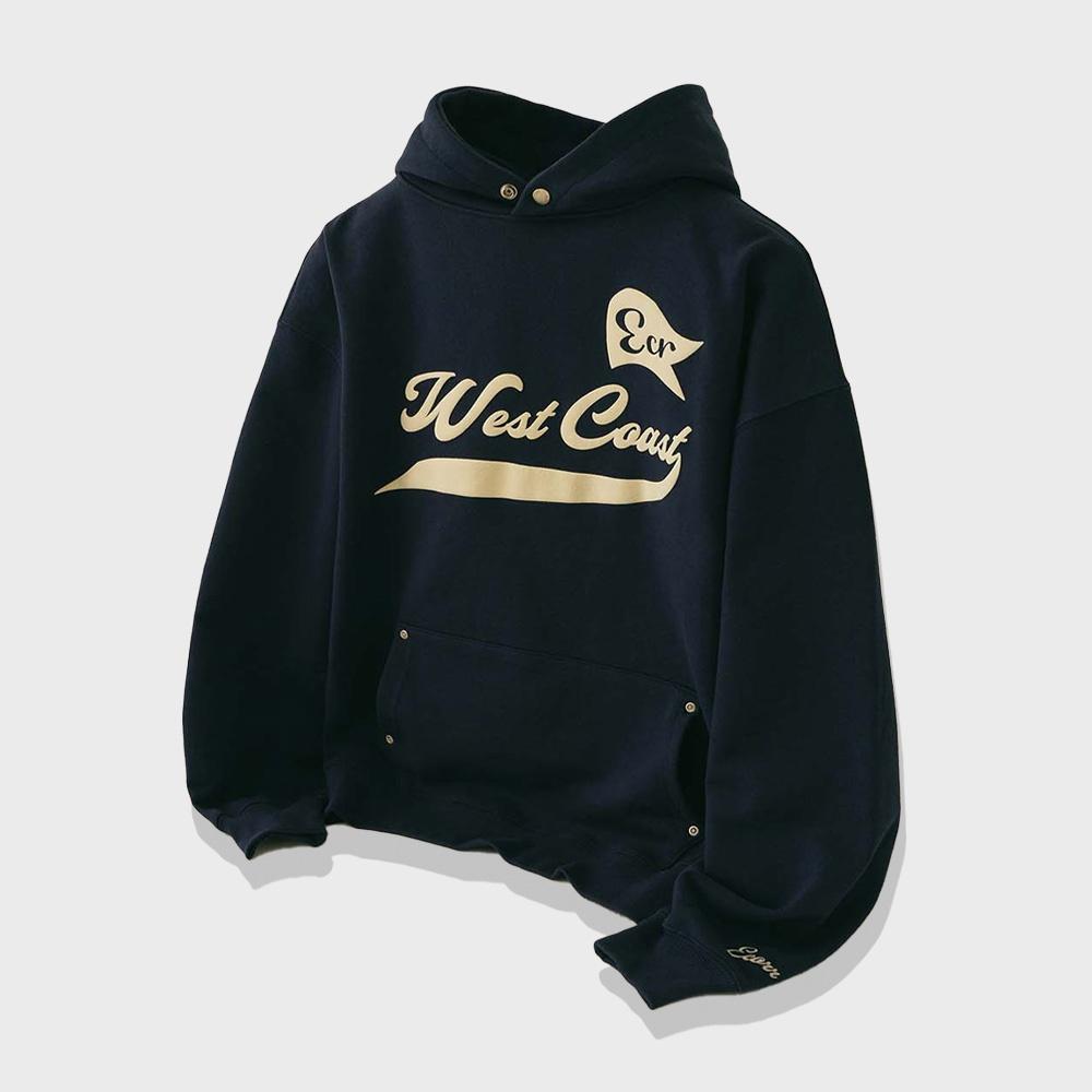 웨스트 코스트 볼륨 프린트 후드티_네이비