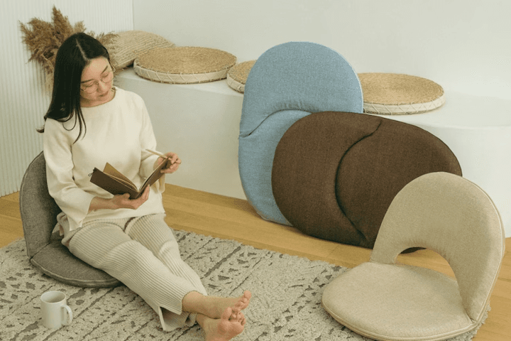 접이식 등받이 좌식의자 앉는 앉은뱅이 허리 바닥 의자 4colors