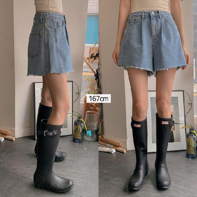 [안밴딩]커버핀턱 커팅데님반바지