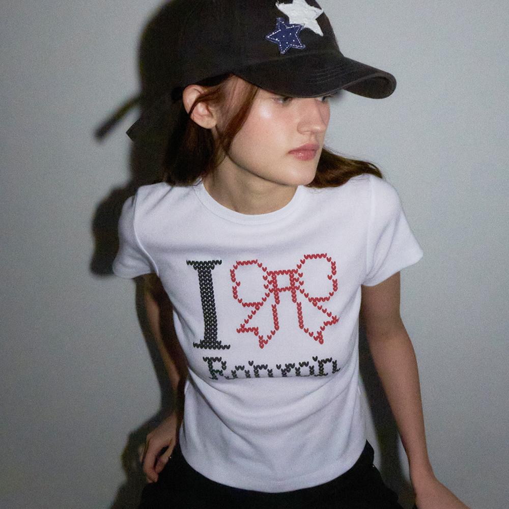 [5/29 순차배송] I RIBBON SLIM CROP T SHIRTS WHITE