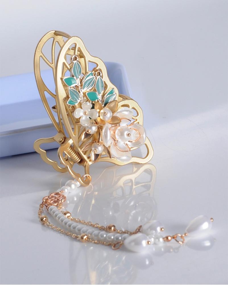 나비 드롭 헤어 집게핀 머리핀