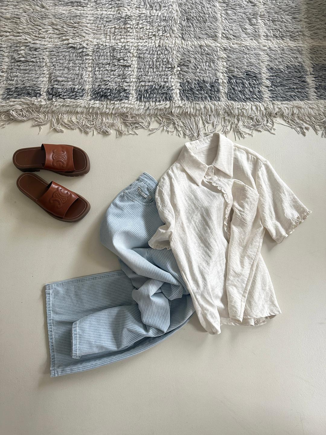 Frill linen sh-2color